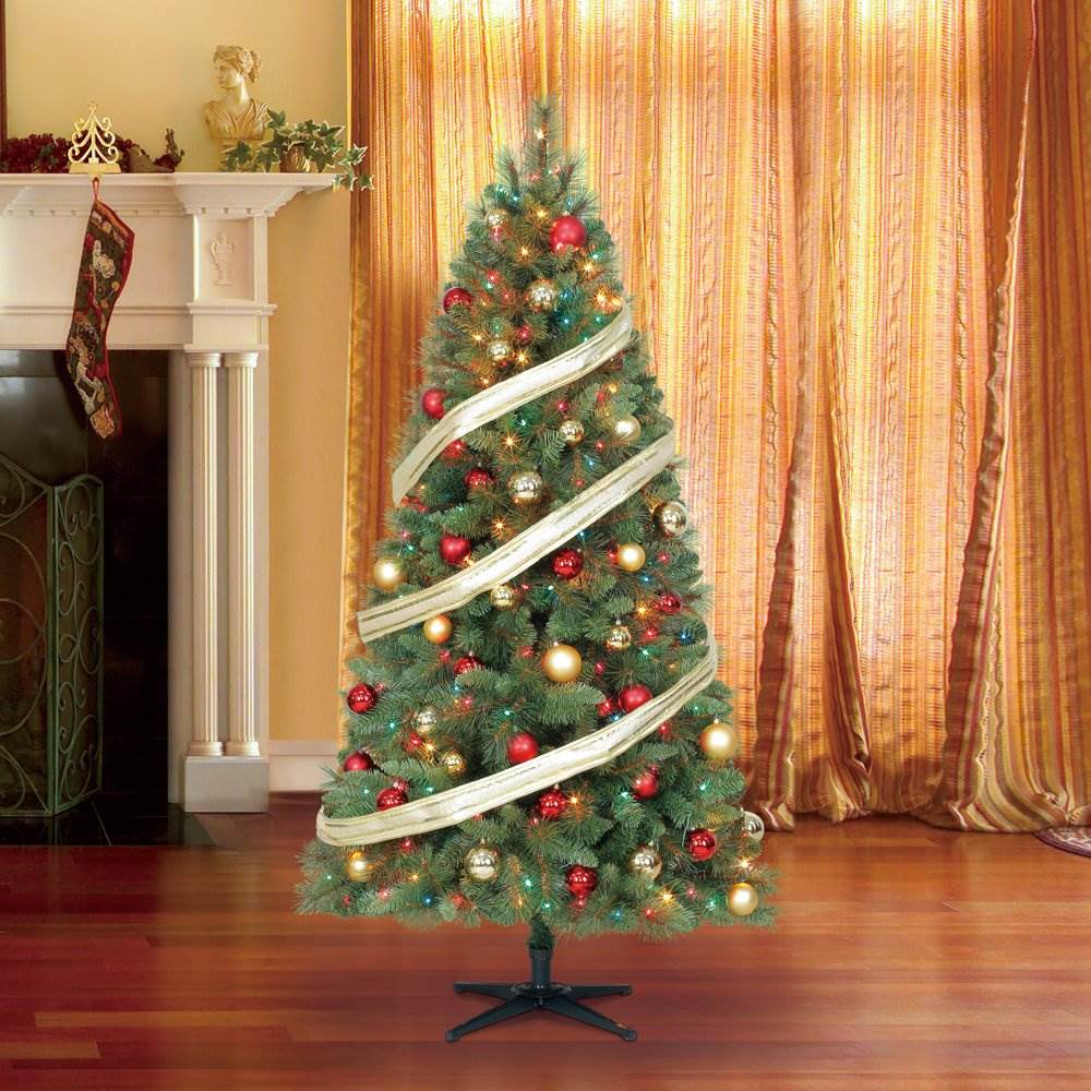Home Heritage 6.5ft Artificial Crestwood Pine Christmas Tree w/Lights | Open Box