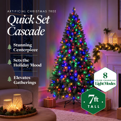 Home Heritage 7 Ft. Artificial Cascade Pine Christmas Tree with Changing Lights (Refurbished)