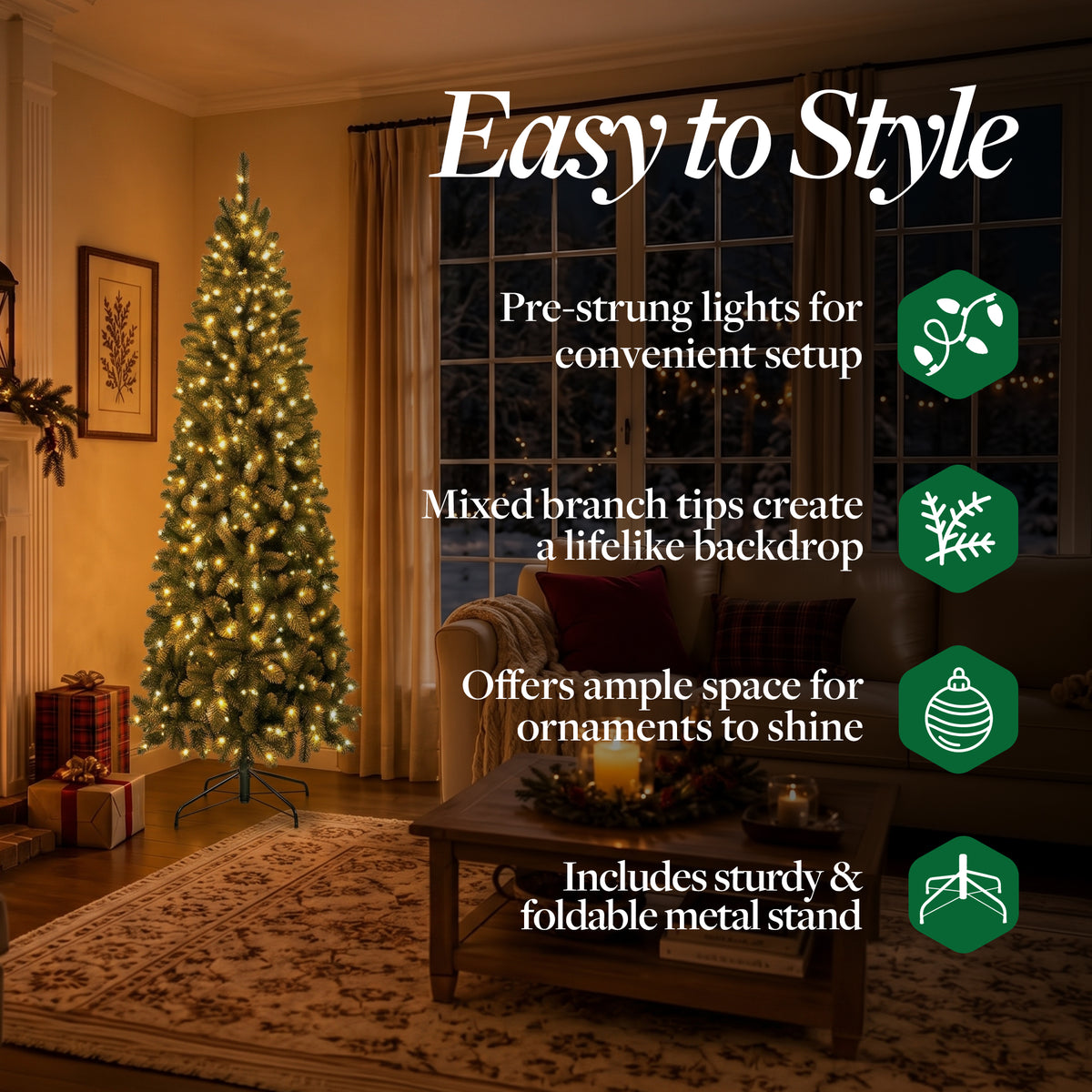 Home Heritage 9 Ft Cascade Pine Christmas Tree Prelit Changing Lights (Damaged)