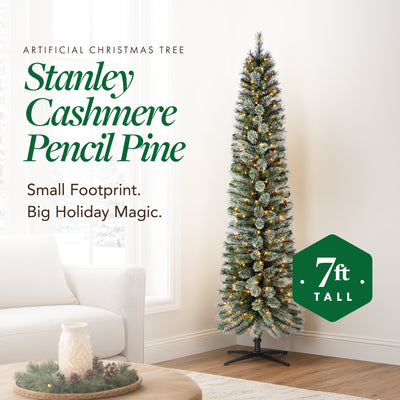 Home Heritage Stanley 7 Ft Slim Artificial Pre-Lit Christmas Tree (For Parts)