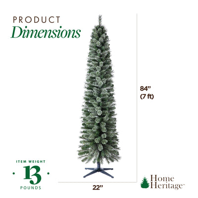 Home Heritage 7' Artificial Pencil Pine Slim Christmas Tree w/ Lights (Open Box)