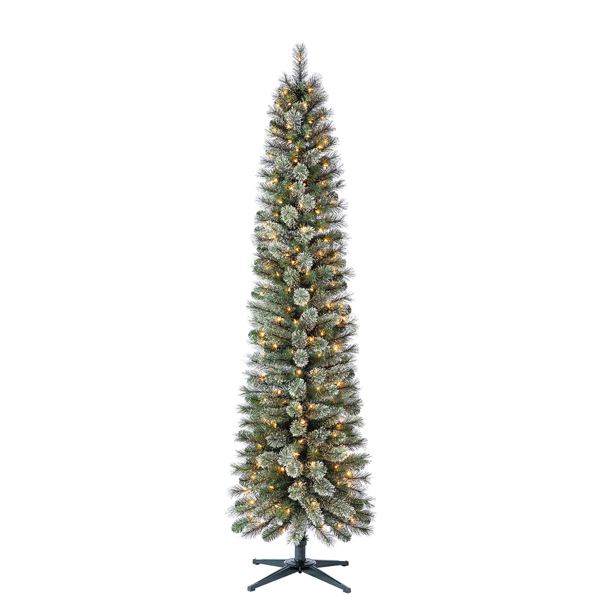 Home Heritage 7' Artificial Pencil Pine Slim Christmas Tree w/ Lights (Open Box)