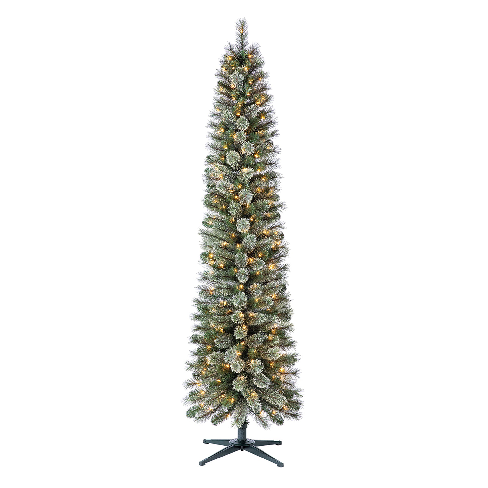 Home Heritage Stanley 7' Artificial Pine Slim Christmas Tree with Lights (Used)