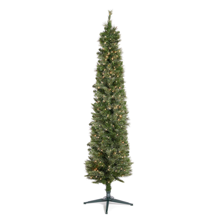 Home Heritage 7' Artificial Pencil Pine Slim Christmas Tree w/ Lights (Open Box)