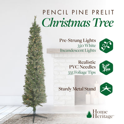 Home Heritage Stanley 7' Pine Artificial Christmas Tree, PreLit 350 Clear Lights