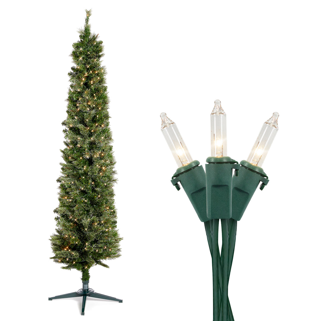 Home Heritage 7' Artificial Pencil Pine Slim Christmas Tree w/ Lights (Open Box)