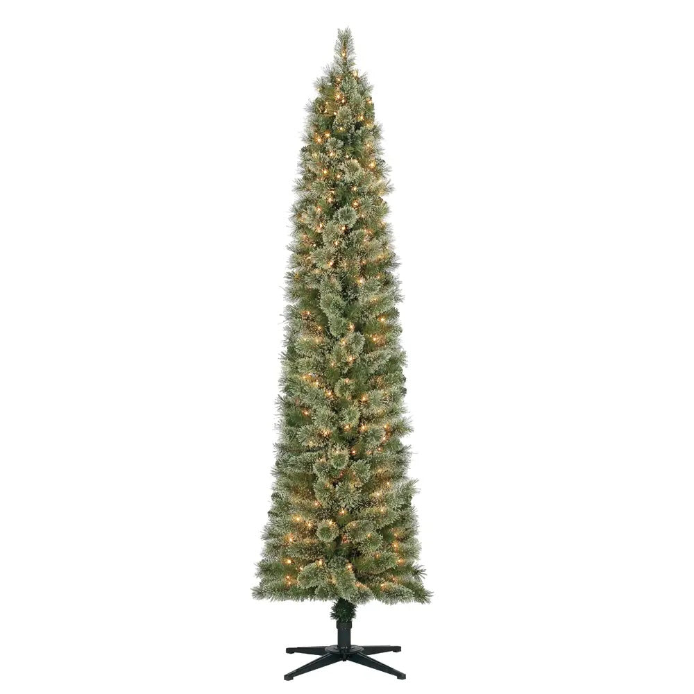 Home Heritage 7' Pine Artificial Christmas Tree, PreLit 350 Clear Lights(Used) - VMInnovations