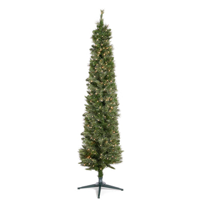Home Heritage Stanley 7' Prelit Slim Pencil Artificial Holiday Tree, (2 Pack)
