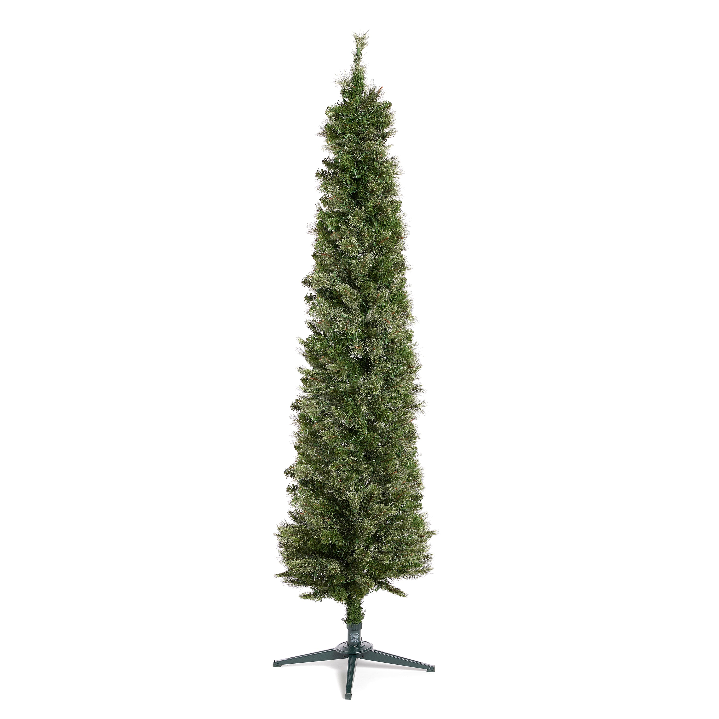 Home Heritage Stanley 7' Prelit Slim Pencil Artificial Holiday Tree, (2 Pack)