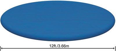 Bestway Flowclear Fast Set 12 Foot Round PVC Pool Cover with Ropes, Blue (Used)