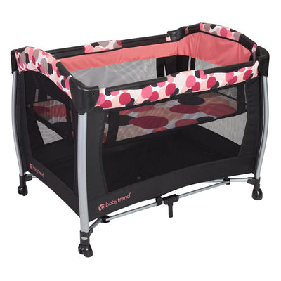 Baby Trend Resort Elite Spacious Portable Infant Play Nursery Center, Dotty Pink - VMInnovations