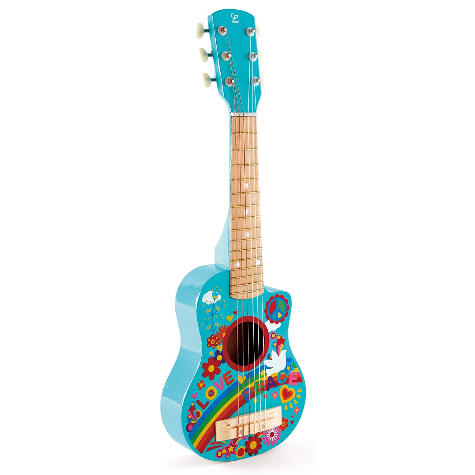 Hape Flower Power 60s Themed Kids Wooden Toy Guitar Musical Instrument(Open Box) - VMInnovations