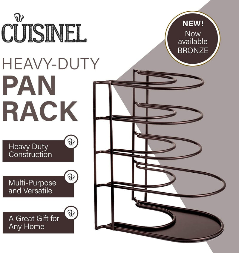 Cuisinel12.2In Large 5 Pan & Pot Organizer 5 Tier Rack, Bronze(Open Box)(2 Pack)