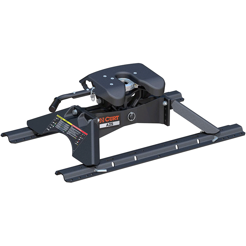 CURT 16181 A25 5th Wheel 25,000 Trailer Weight Capacity Hitch With Base Rails