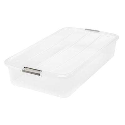IRIS USA 50qt Clear Plastic Underbed Latched Stack Storage Container (24 Pack) - VMInnovations