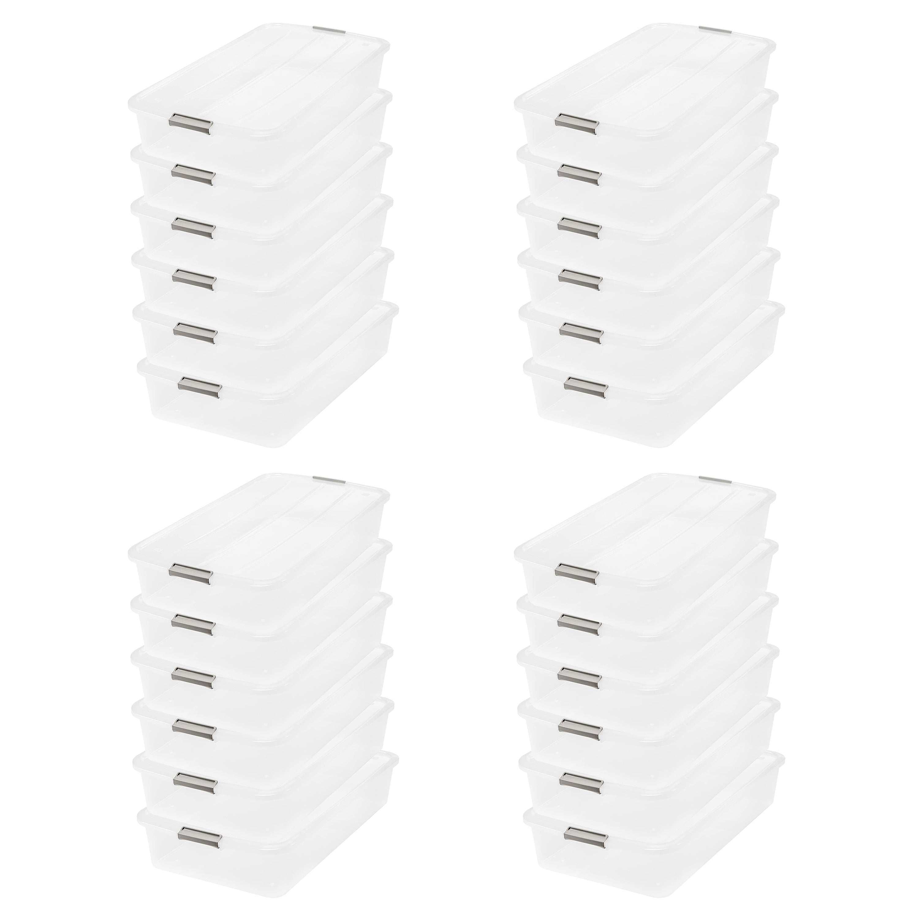 IRIS USA 50qt Clear Plastic Underbed Latched Stack Storage Container (24 Pack) - VMInnovations