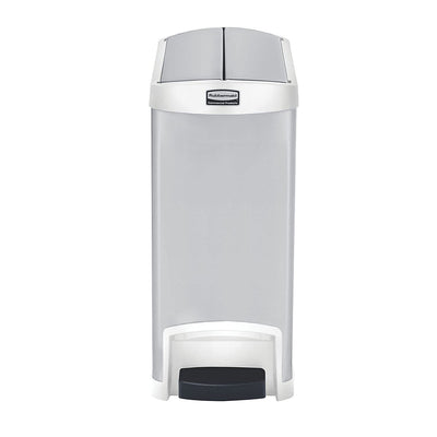 Rubbermaid Commercial Stainless Steel End Step On Wastebasket(Open Box) (2 Pack)
