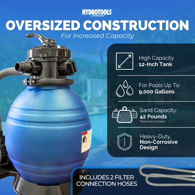 HYDROTOOLS by Swimline 12" Sand Filter w/ Stand 1900 GPH 42lb Capacity(Open Box)