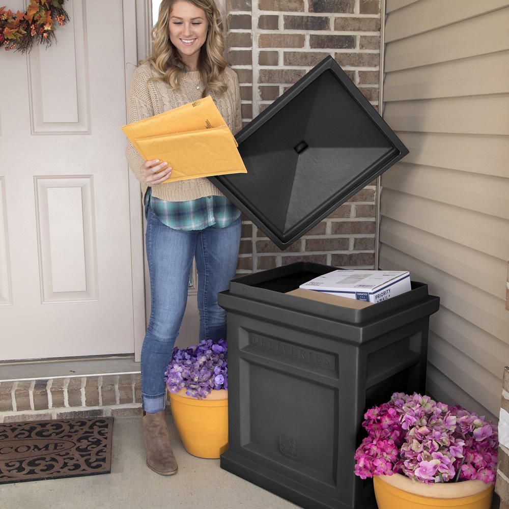 Step2 Express Outdoor Porch Mail Package Delivery Box Container, Black (OpenBox) - VMInnovations