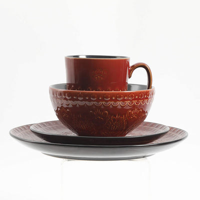Gibson Elite Milanto Durable Stoneware Glazed, 16-Piece Set, Red (Open Box) - VMInnovations