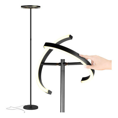 Brightech Halo Split LED Bright Standing Floor Lamp, Jet Black Finish (Open Box)