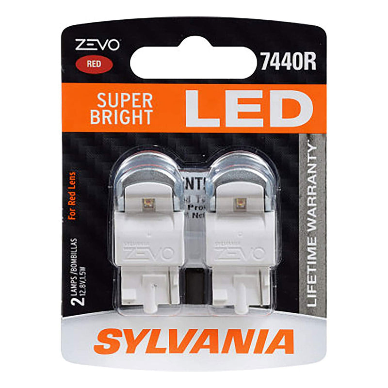 Sylvania Zevo 7440 Red LED Bright Interior Exterior Mini Light Bulb Set, 2 Pack