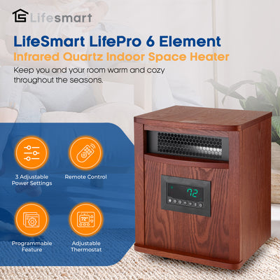 Lifesmart 6 Element 1500W Portable Electric Infrared Quartz Space Heater (Used)