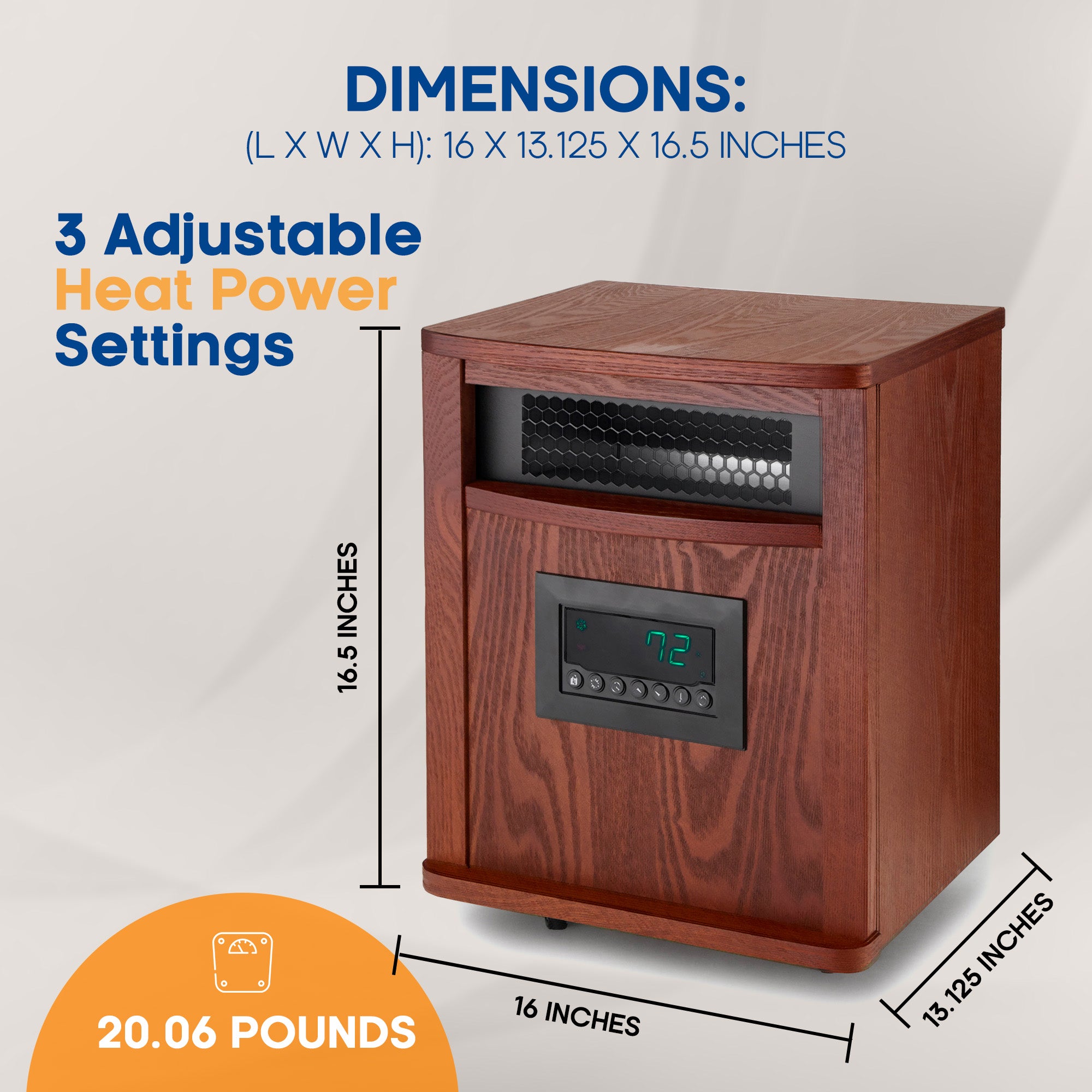 LifeSmart LifePro 6 Element 1500W Infrared Quartz Indoor Space Heater, Brown