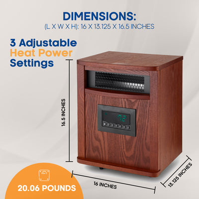LifeSmart LifePro 6 Element 1500W Infrared Quartz Indoor Space Heater, Brown - VMInnovations