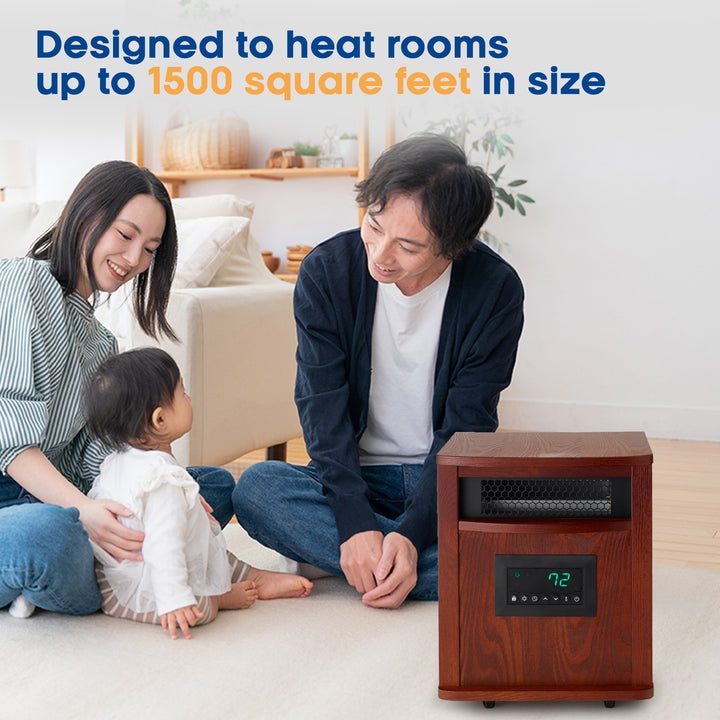 LifeSmart LifePro 6 Element 1500W Infrared Quartz Indoor Space Heater, Brown - VMInnovations