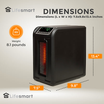 LifeSmart 3 Element 1500W Quartz Infrared Electric Portable Room Space Heater (For Parts)