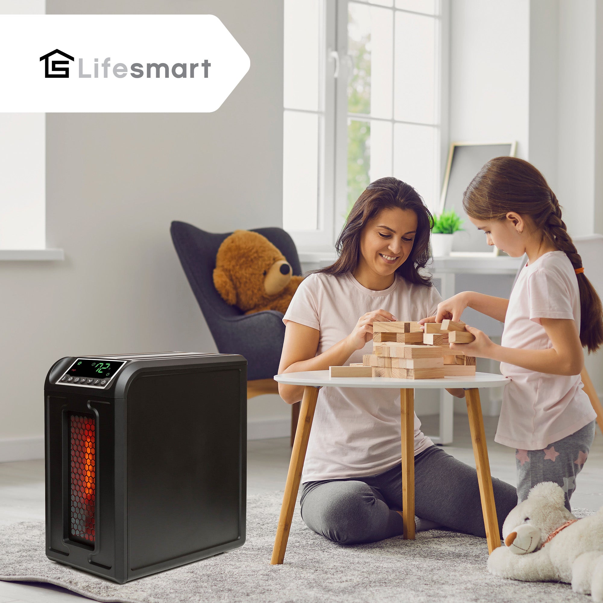 LifeSmart 3 Element 1500W Quartz Infrared Electric Portable Room Space Heater (For Parts)