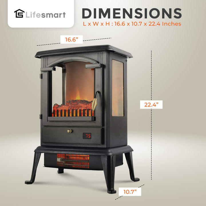 LifeSmart LifePro Electric Stove Heater, 1500W Infrared Quartz Heater w/ Remote - VMInnovations