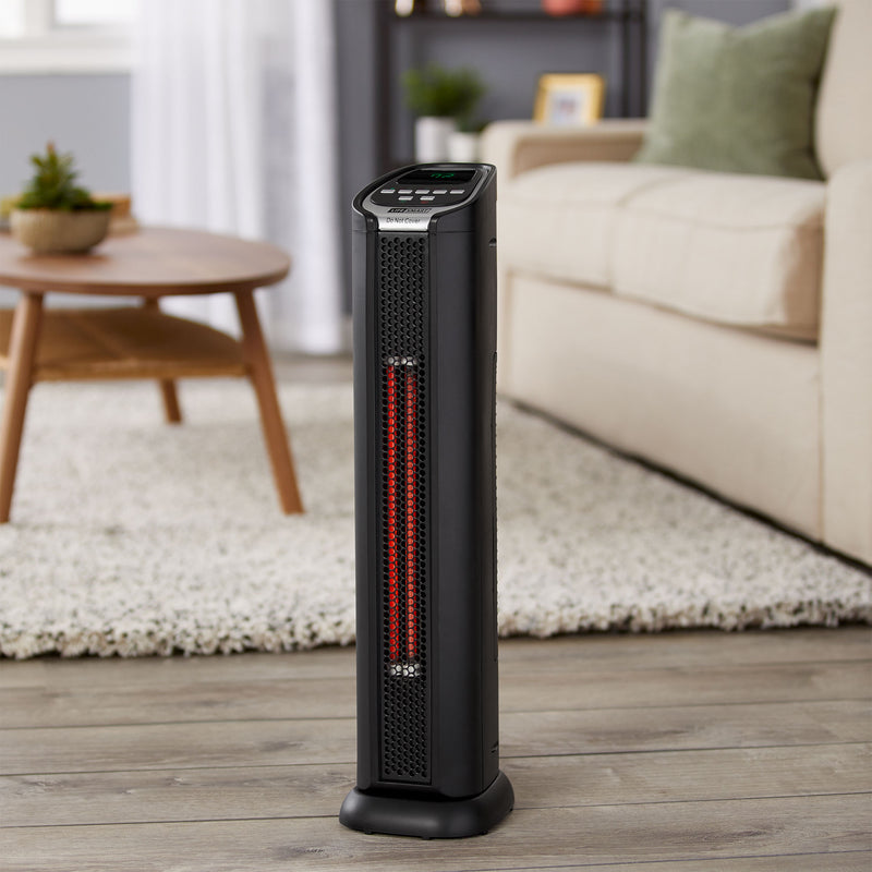 24" 2 Element Quartz Infrared Electric Portable Tower Heater & Fan (Open Box)