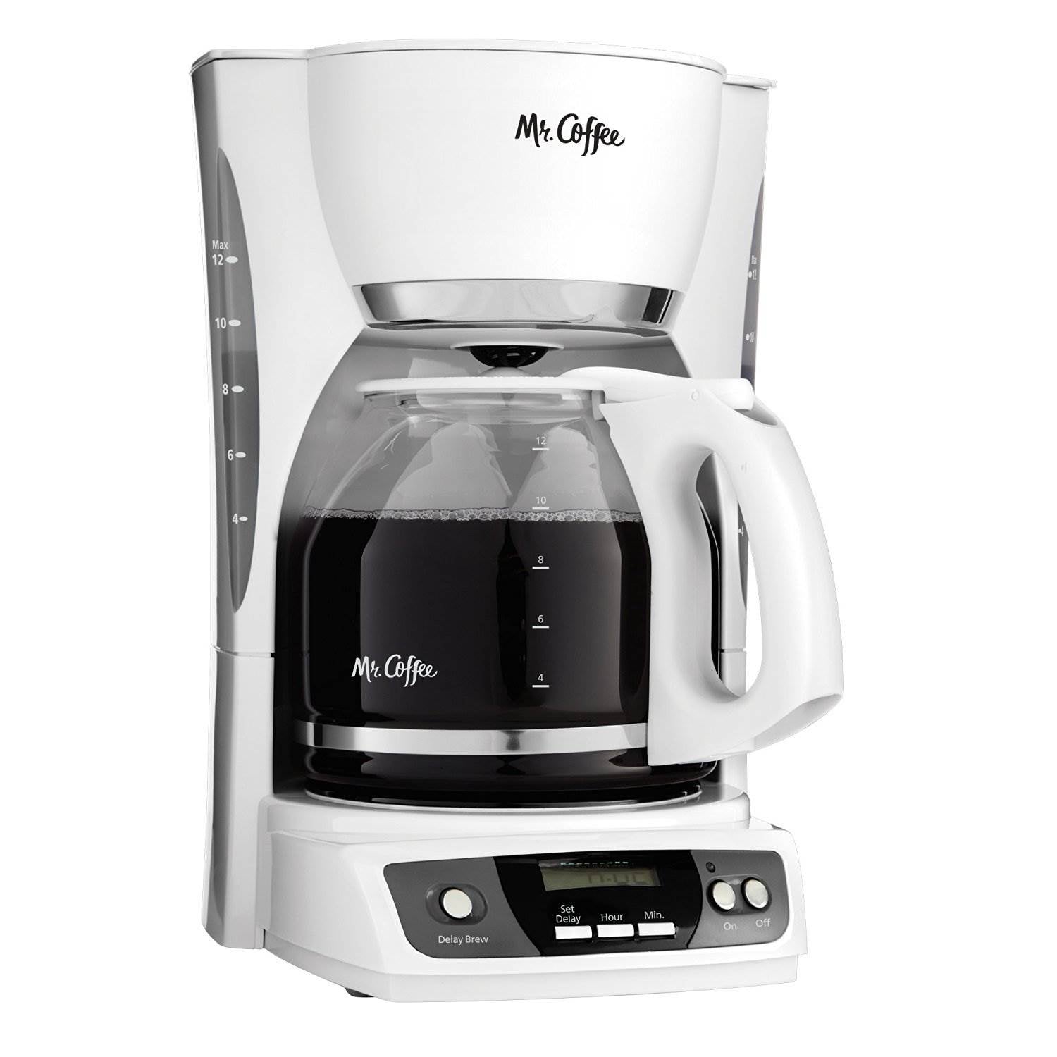 Mr. Coffee Digital 12 Cup Programmable Coffee Machine Maker, White (Used)