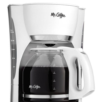 Mr. Coffee Simple Brew 12-Cup White Coffee Maker, Refurbished (Open Box)