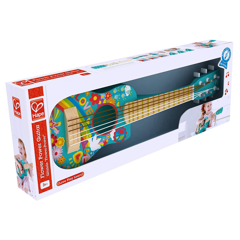 Hape E0600 Flower Power 60s Themed Kids Wooden Toy Guitar Musical Instrument