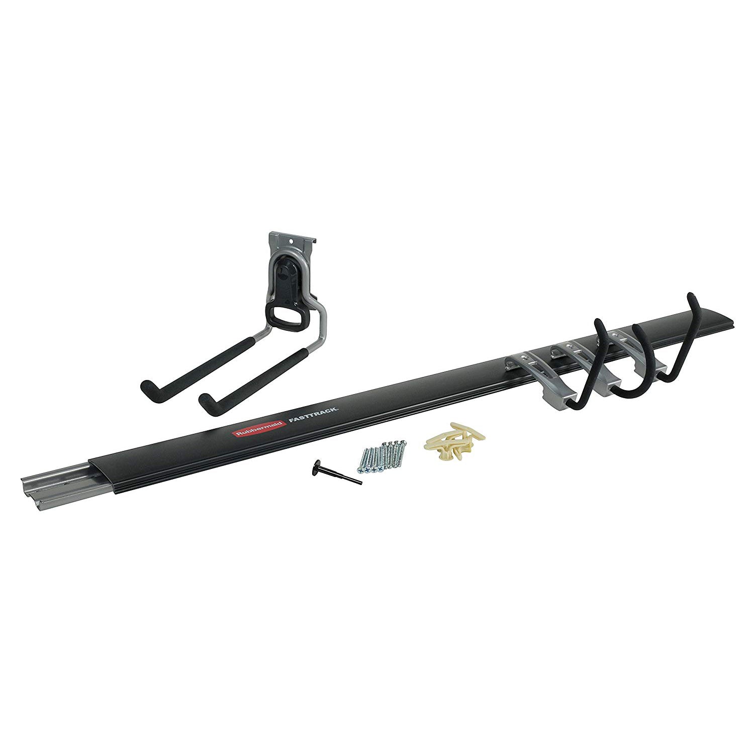 Rubbermaid FastTrack Garage Storage System 5 Piece All in One Rail and Hook Kit - VMInnovations