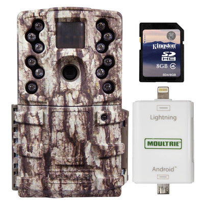 Moultrie 12 MP Long Range Infrared Game Camera + SD Card Reader + 8GB SD Card