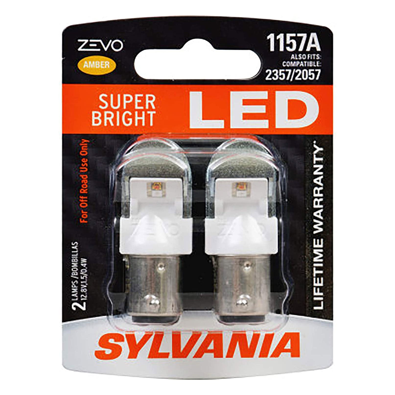 Sylvania Zevo 1157 Amber LED Bright Interior Exterior Mini Light Bulb, 2 Pack (Refurbished)