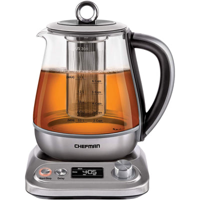 Chefman 1.5 Liter Stainless Steel Electric Glass Kettle Tea Infuser (Open Box)