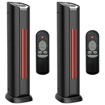 Lifesmart PCHT1053US 2 Element Infrared Portable Tower Space Heater Fan (2 Pack)