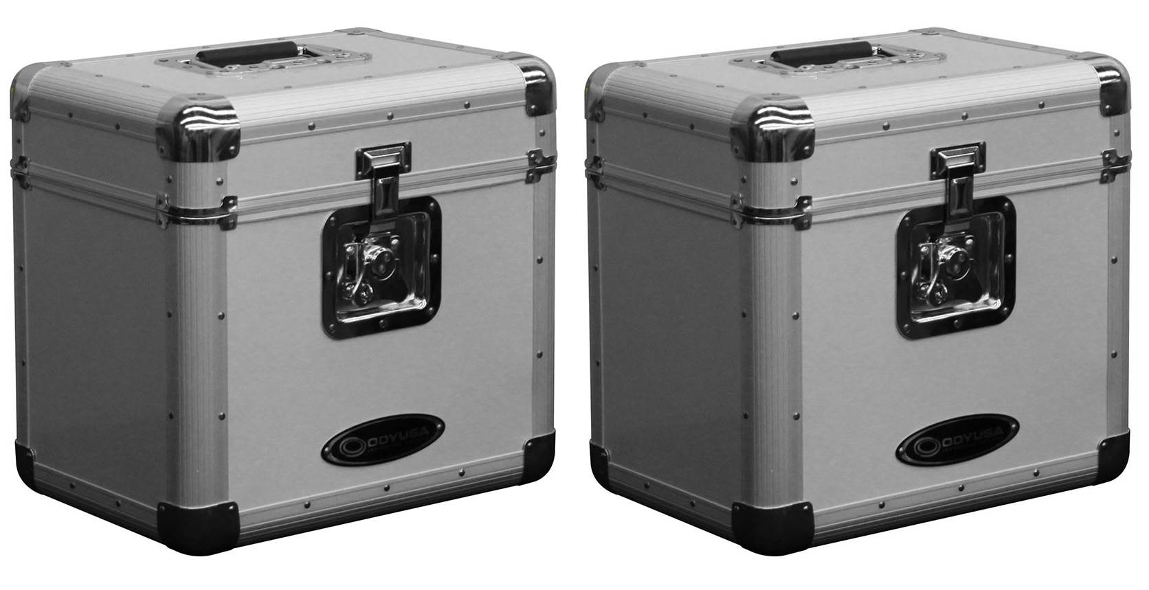 Odyssey KROM Stacking Transport Case for 70, 12 Inch Vinyl LPs, Silver (2 Pack) - VMInnovations
