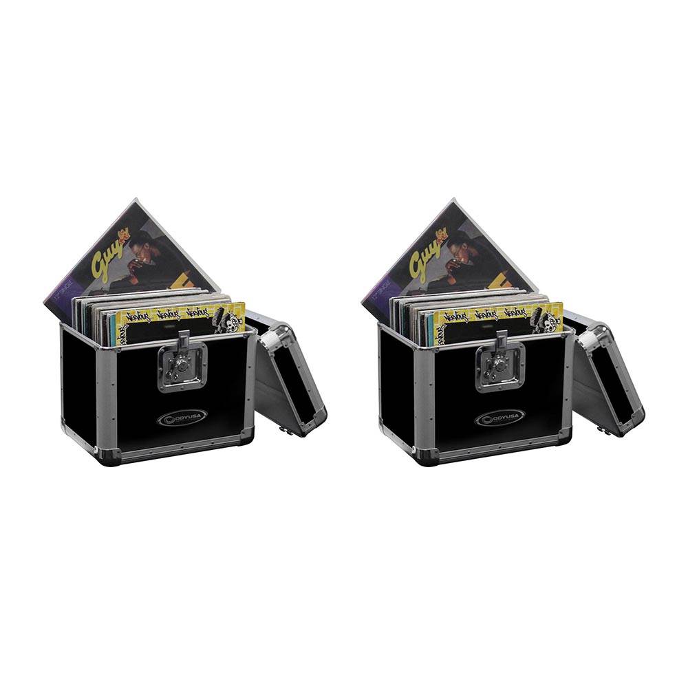 Odyssey KROM Stacking Transport Case for 70, 12 Inch Vinyl LPs, Black (2 Pack) - VMInnovations