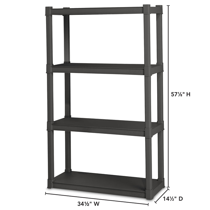 Sterilite 4 Shelf Unit Heavy Duty & Easy to Assemble Plastic Storage Unit, Gray