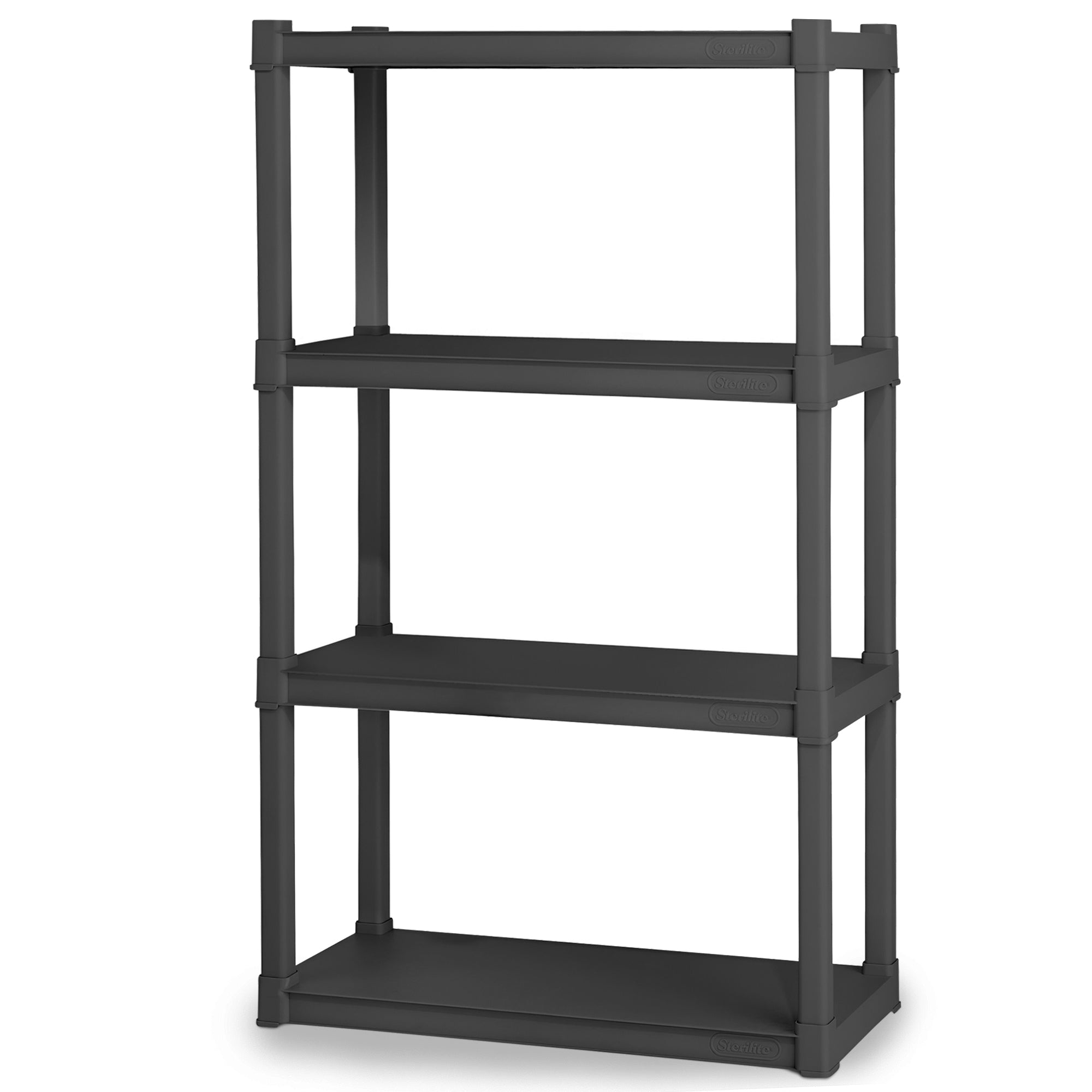 Sterilite 4 Shelf Plastic Storage Unit & Garage & Pantry Storage Cabinet, Gray