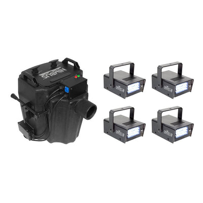 Chauvet Nimbus Dry Ice Low Lying Smoke Fog Machine + Mini Strobe 21 LED (4 Pack)