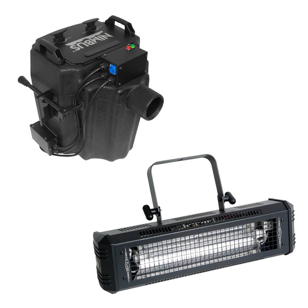 Chauvet Nimbus Dry Ice Low Fog Machine + ADJ Mega Flash DMX 800W Strobe Light - VMInnovations