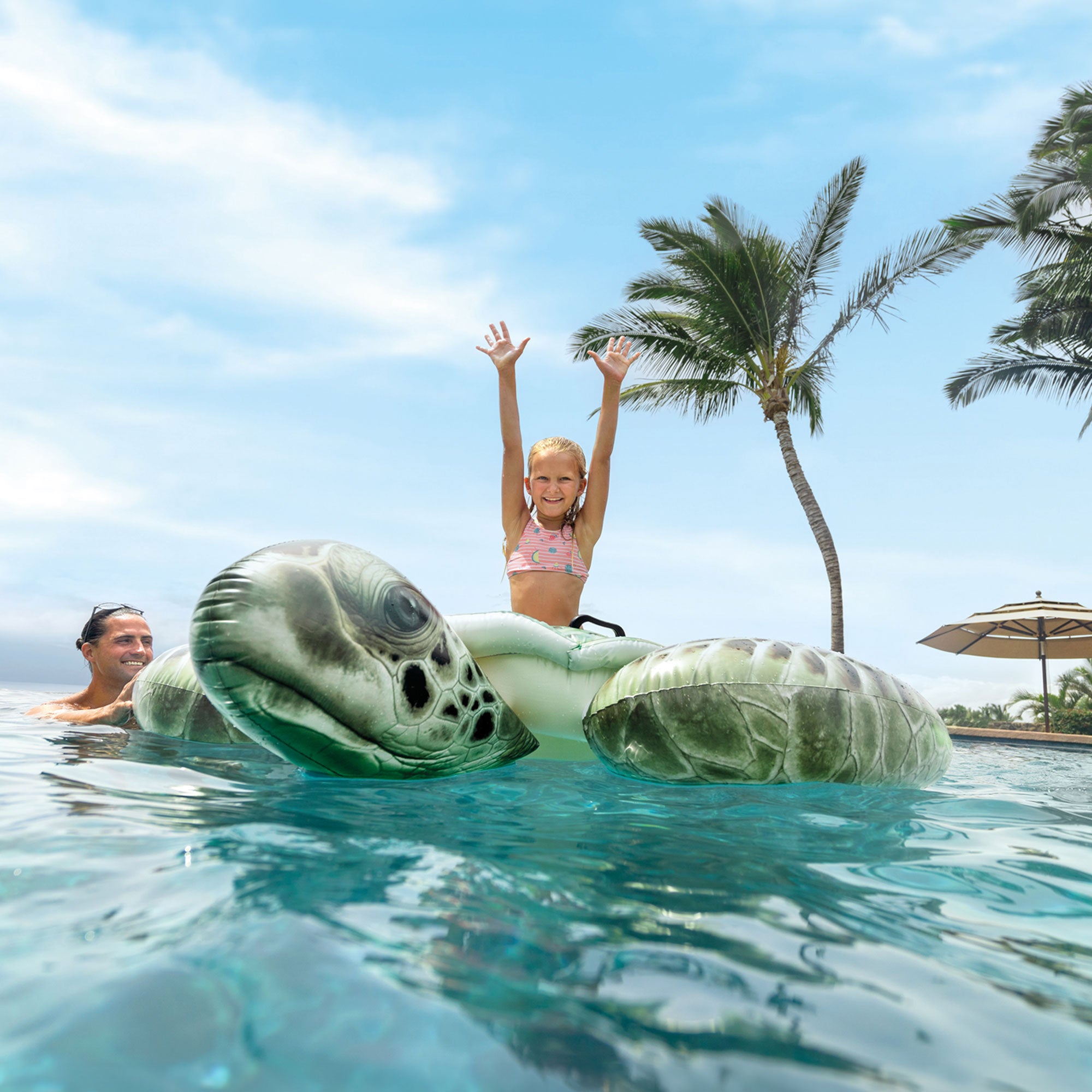 Intex Realistic Sea Turtle Inflatable Ride-On Pool Float with Handles (Used) - VMInnovations