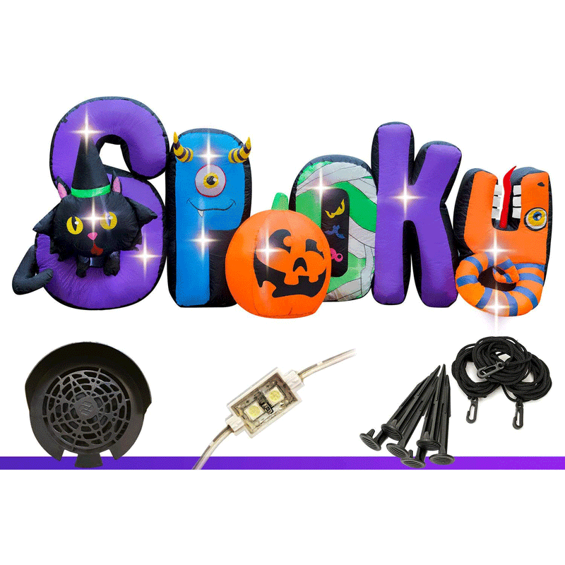 Holidayana 9 Foot Long Inflatable Light Up Halloween Spooky Sign (Open Box)